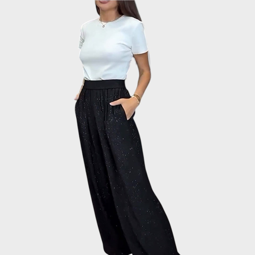 Verina | Wide Leg Shiny Pants