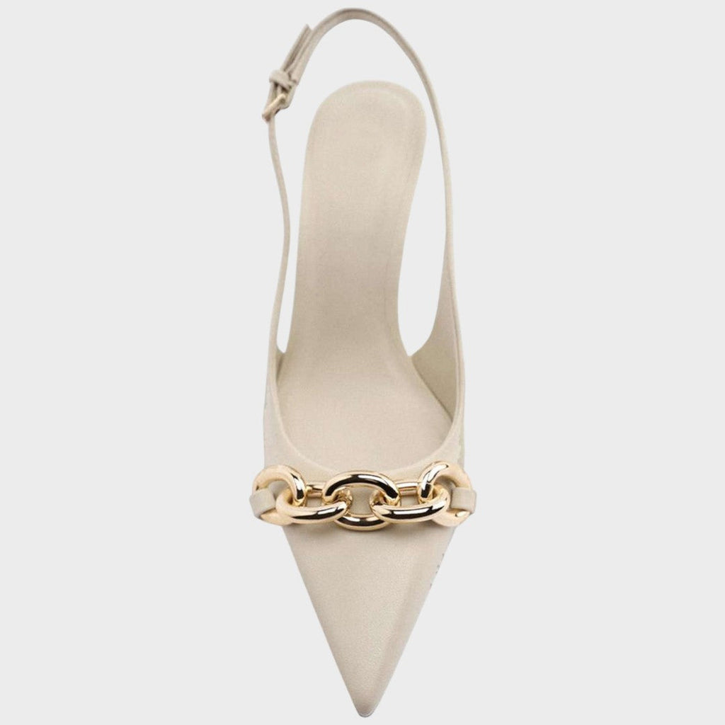 Valéria | Metallic Heels with Chain