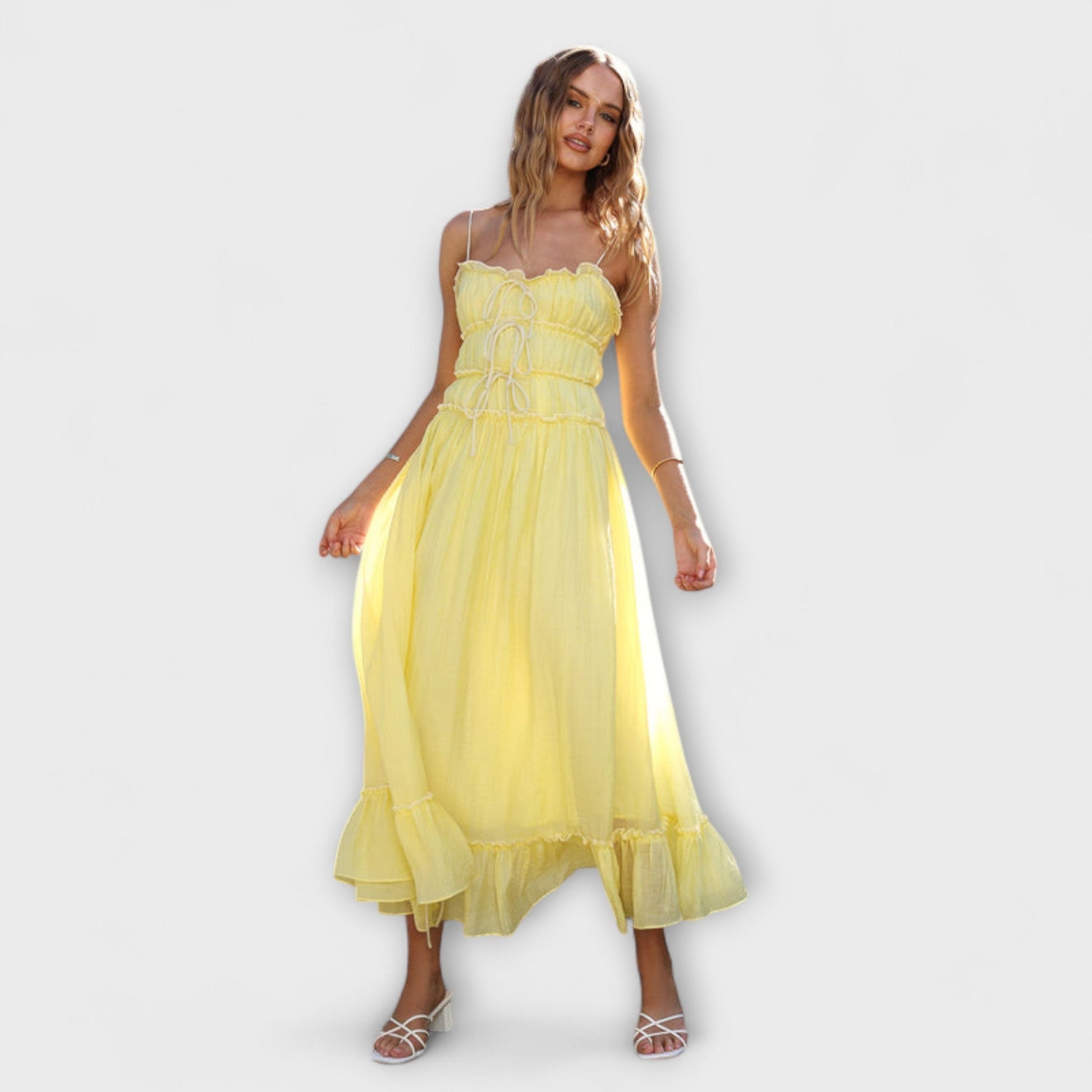 Celine | Sleeveless Midi Dress with Ruffles