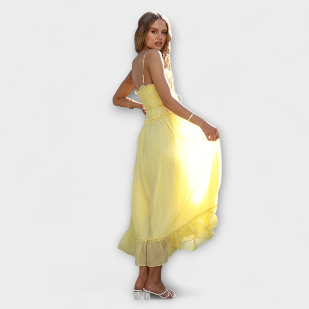 Celine | Sleeveless Midi Dress with Ruffles