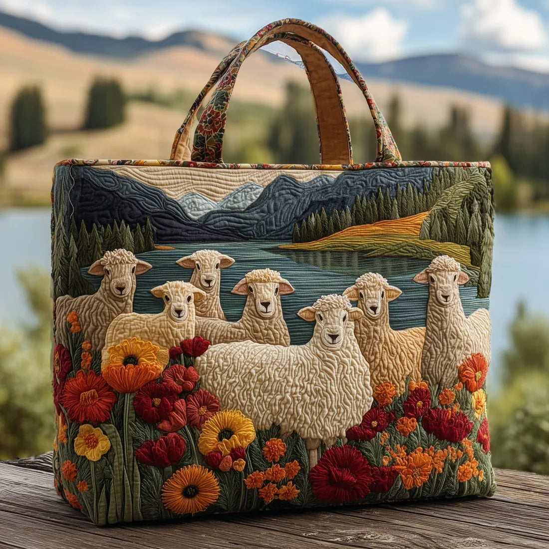 Handcrafted Bag| Sheep by the Lake
