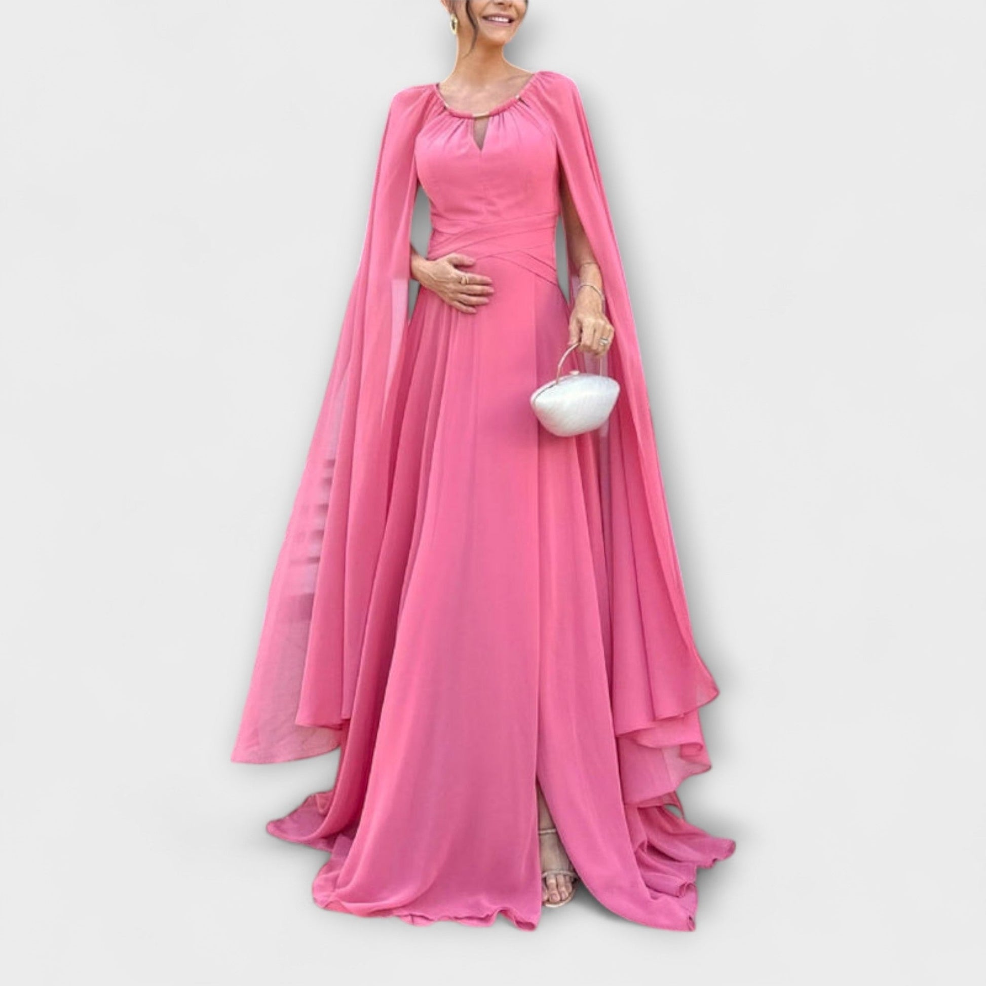 Mabel | Elegant Maxi Dresses with Cape and High Slit
