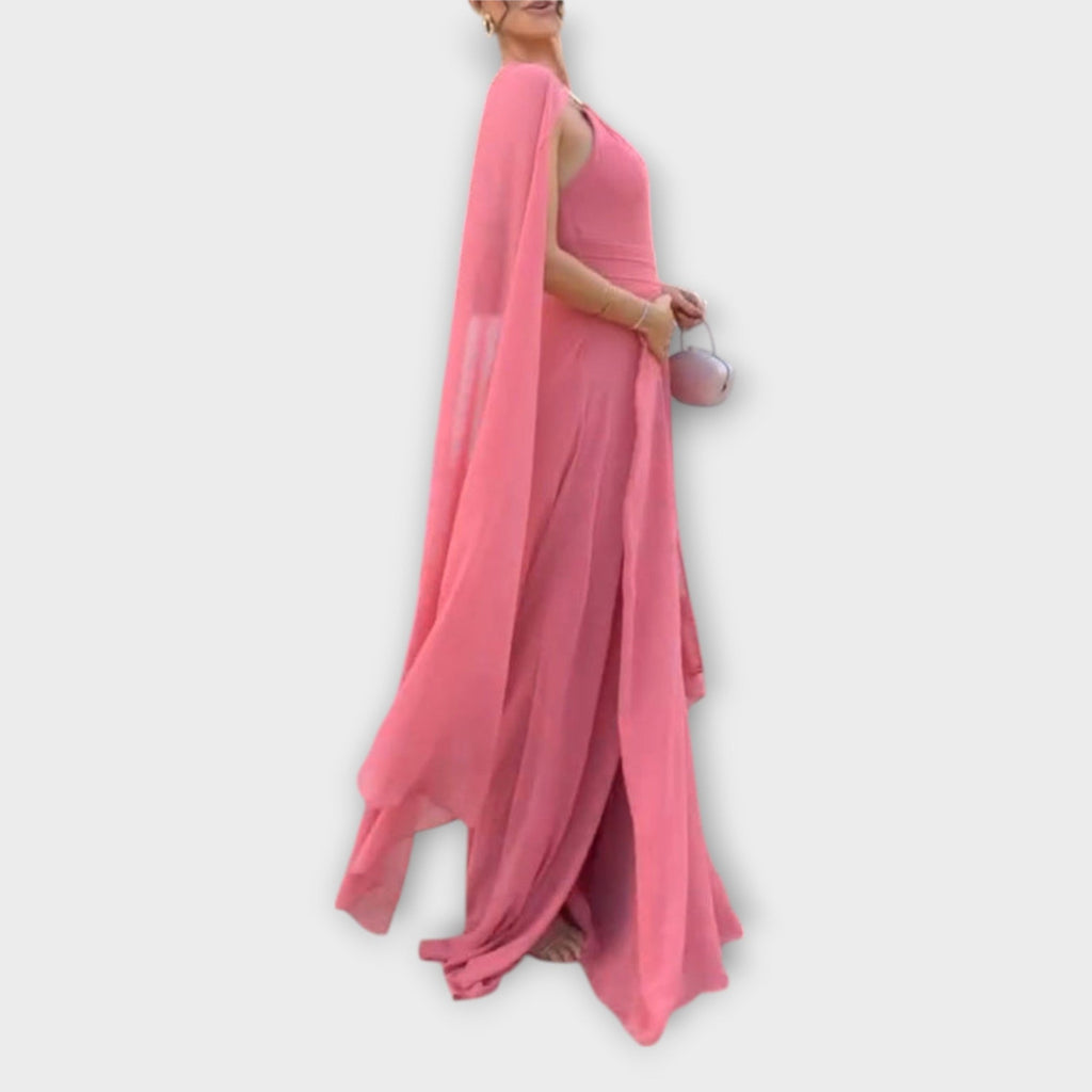 Mabel | Elegant Maxi Dresses with Cape and High Slit
