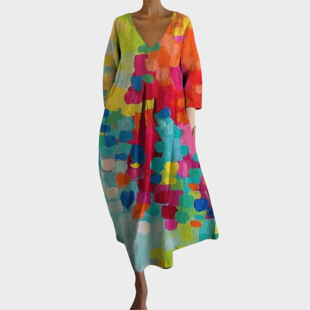 Ursina | Colorful Dress with V-Neck