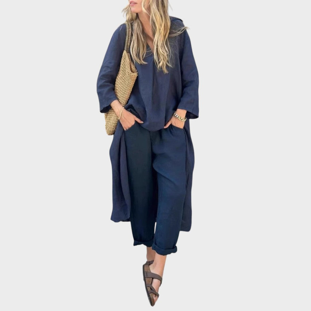 Solura | Two-Piece Cotton Set with V Line