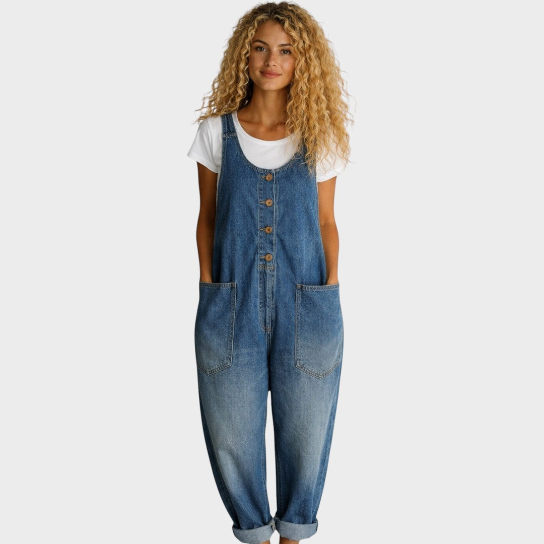 Lorena | Vintage Washed Cotton Denim Overalls