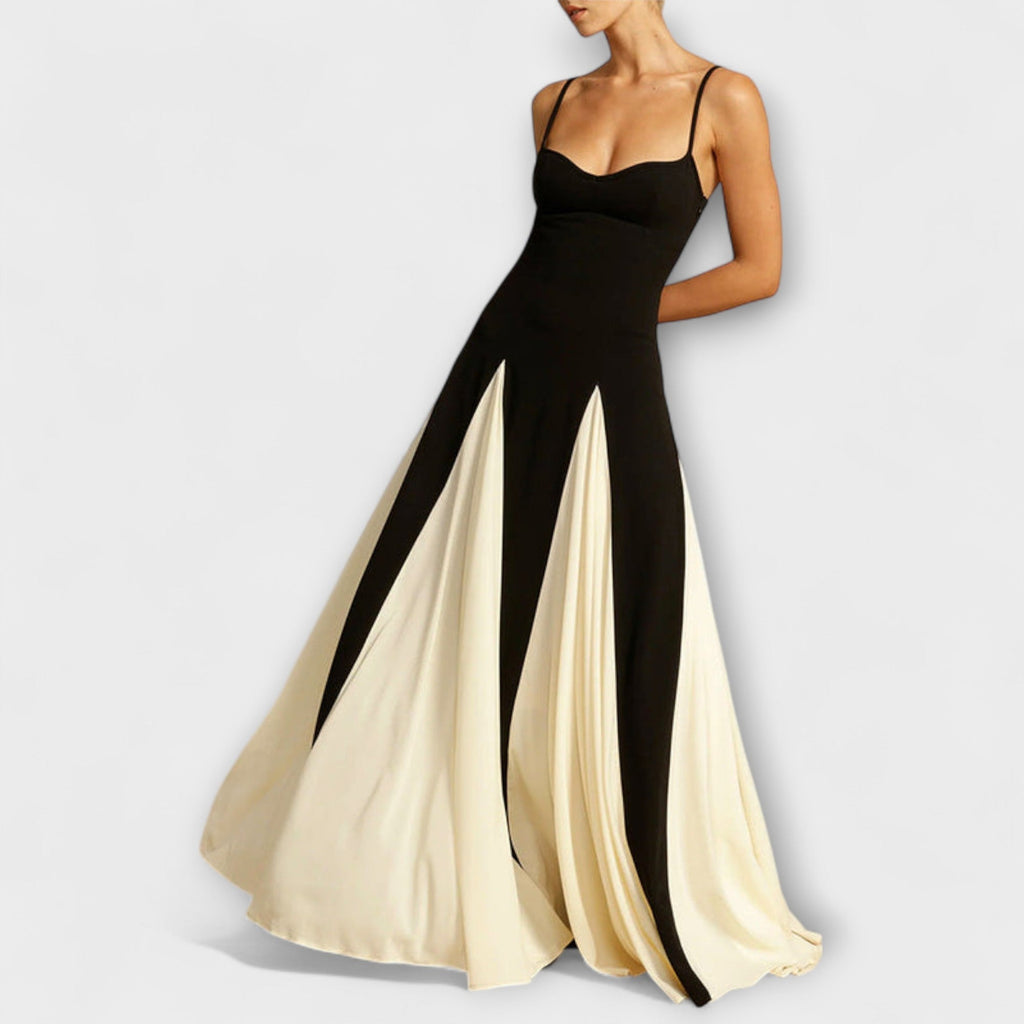Ember | Classic A-line Maxi Dress with Tulle Panels