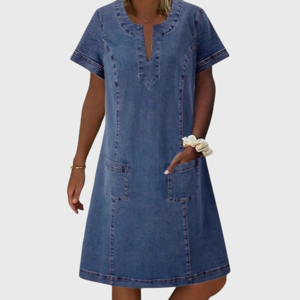 Mila | Denim Dress with V-Neck