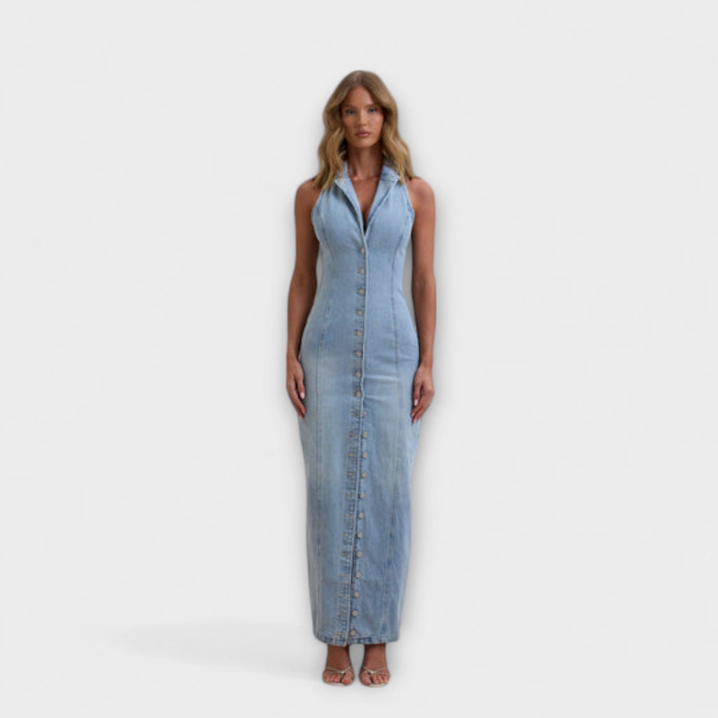 Lacey | Maxi denim dress with a light wash