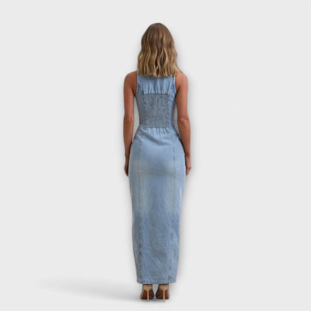 Lacey | Maxi denim dress with a light wash