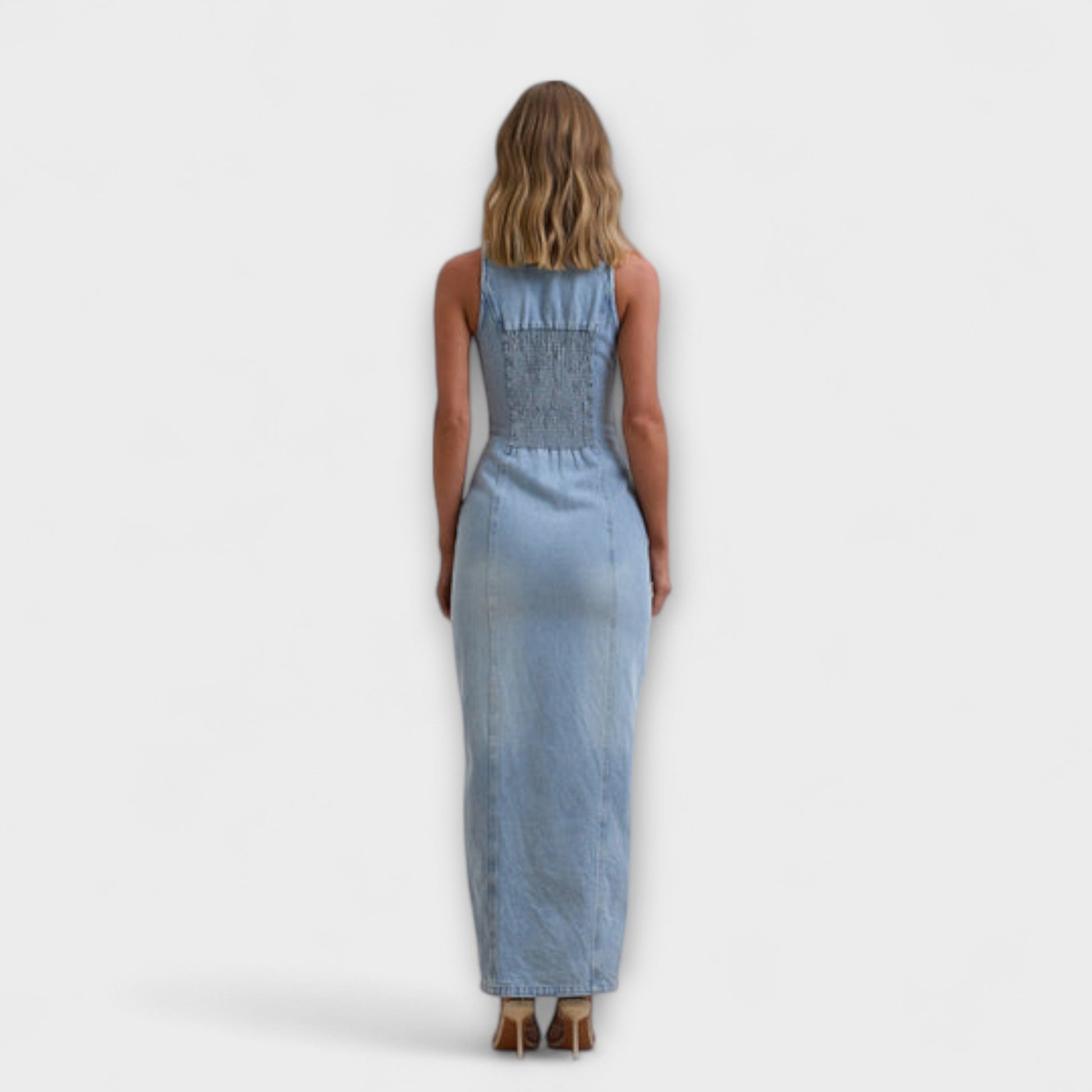Lacey | Maxi denim dress with a light wash