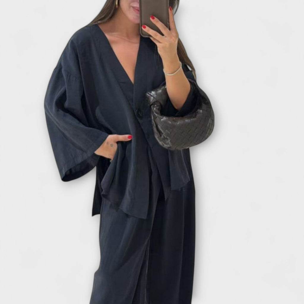 Jacqueline | Casual V-Neck Top and Pants Duo