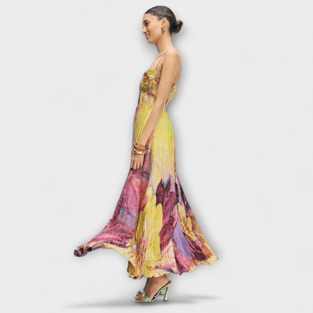 Kiara| Maxi Dress with a Bright Ikat Pattern