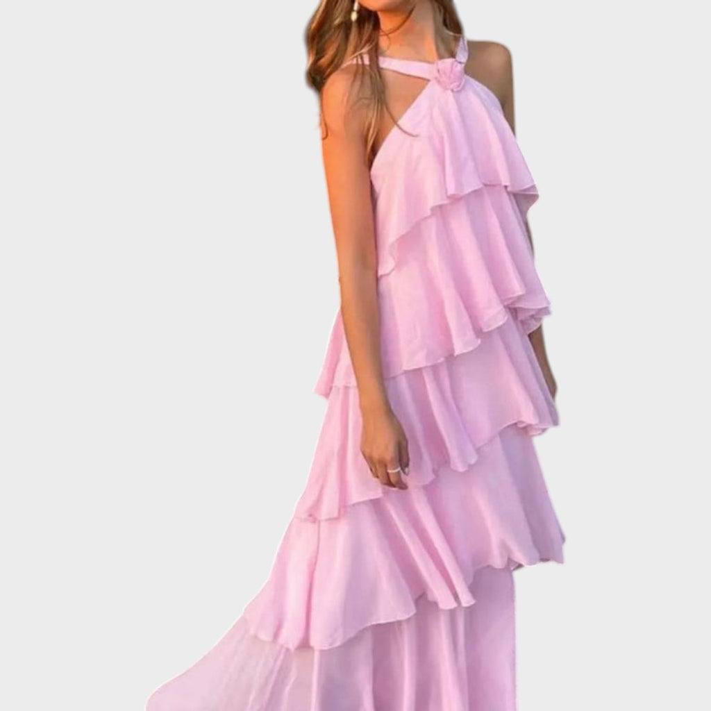 Aylet | Halterneck Ruffle Maxi Dress