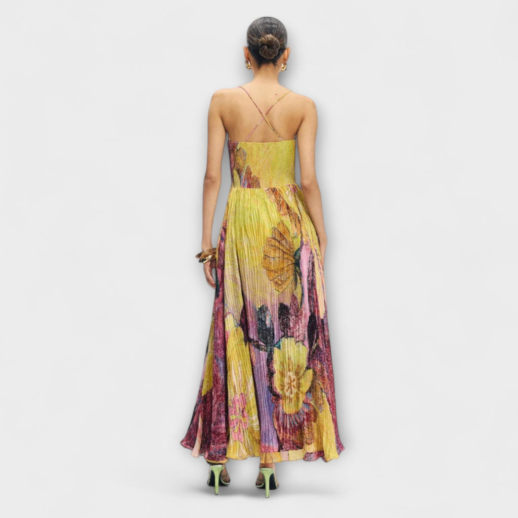Kiara| Maxi Dress with a Bright Ikat Pattern