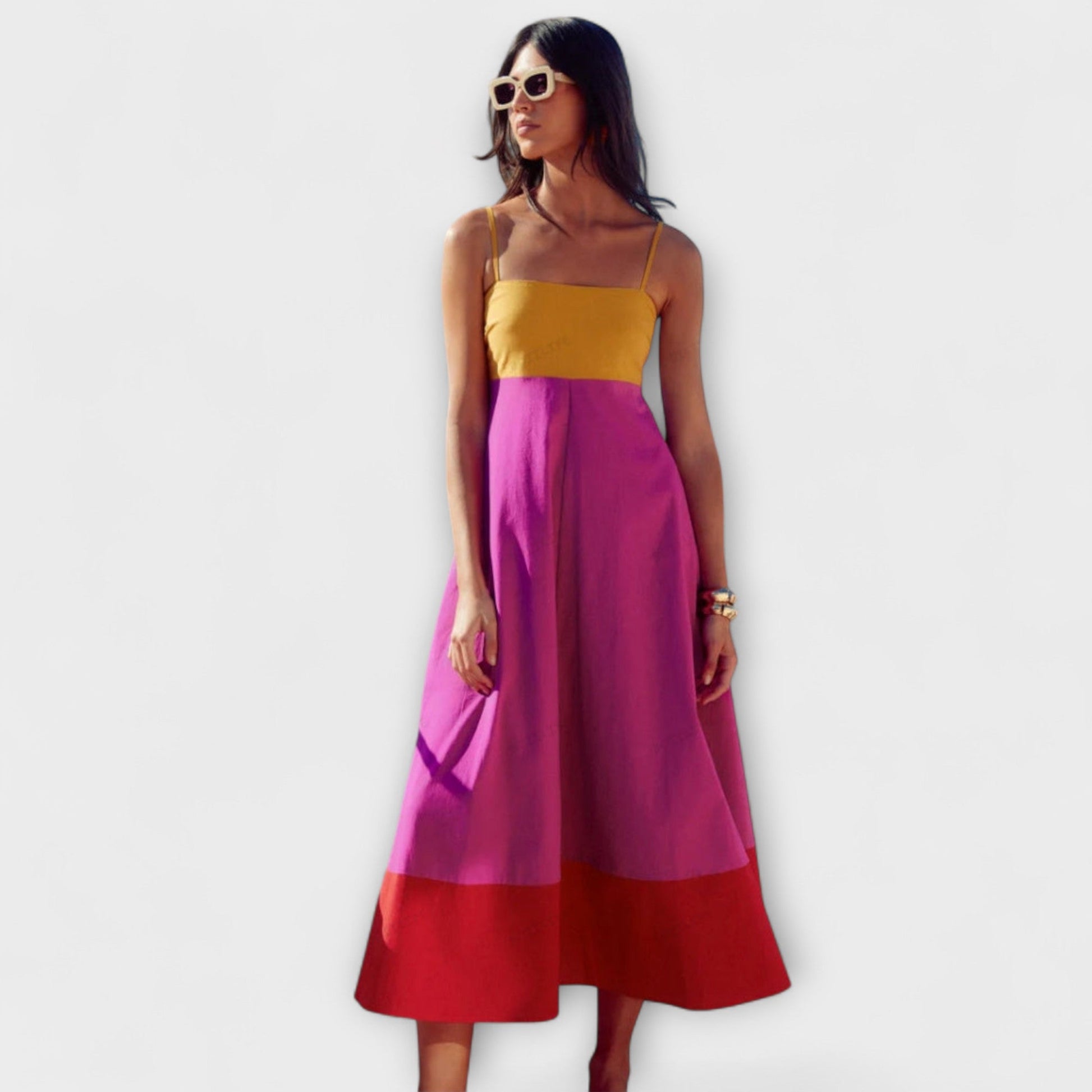 Gianna | Strap Dress in Color Block Style
