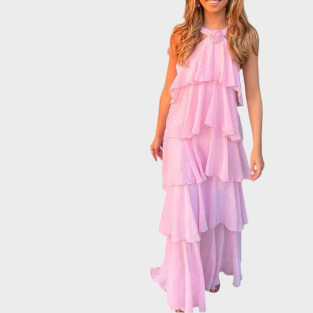 Aylet | Halterneck Ruffle Maxi Dress