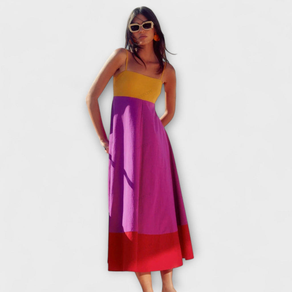Gianna | Strap Dress in Color Block Style