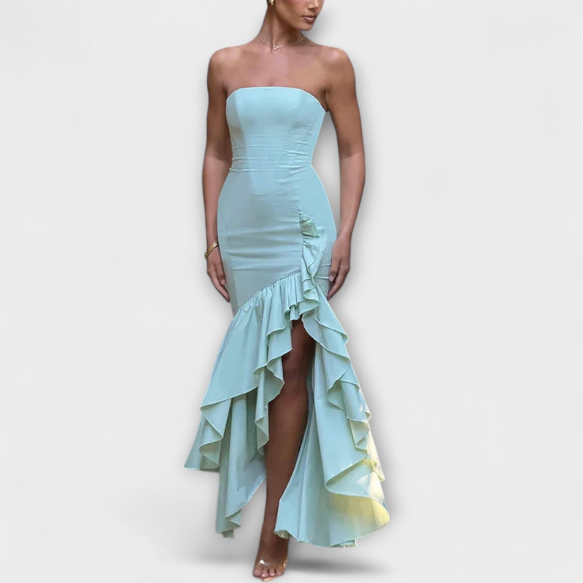 Zuri | Maxi dress with off-the-shoulder design and asymmetrical hem