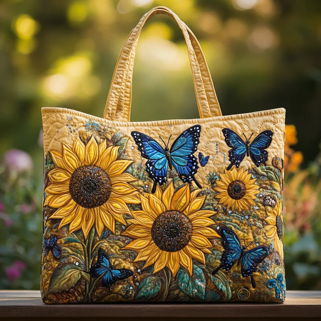 Handcrafted Bag | Sunflowers and Blue Butterflies