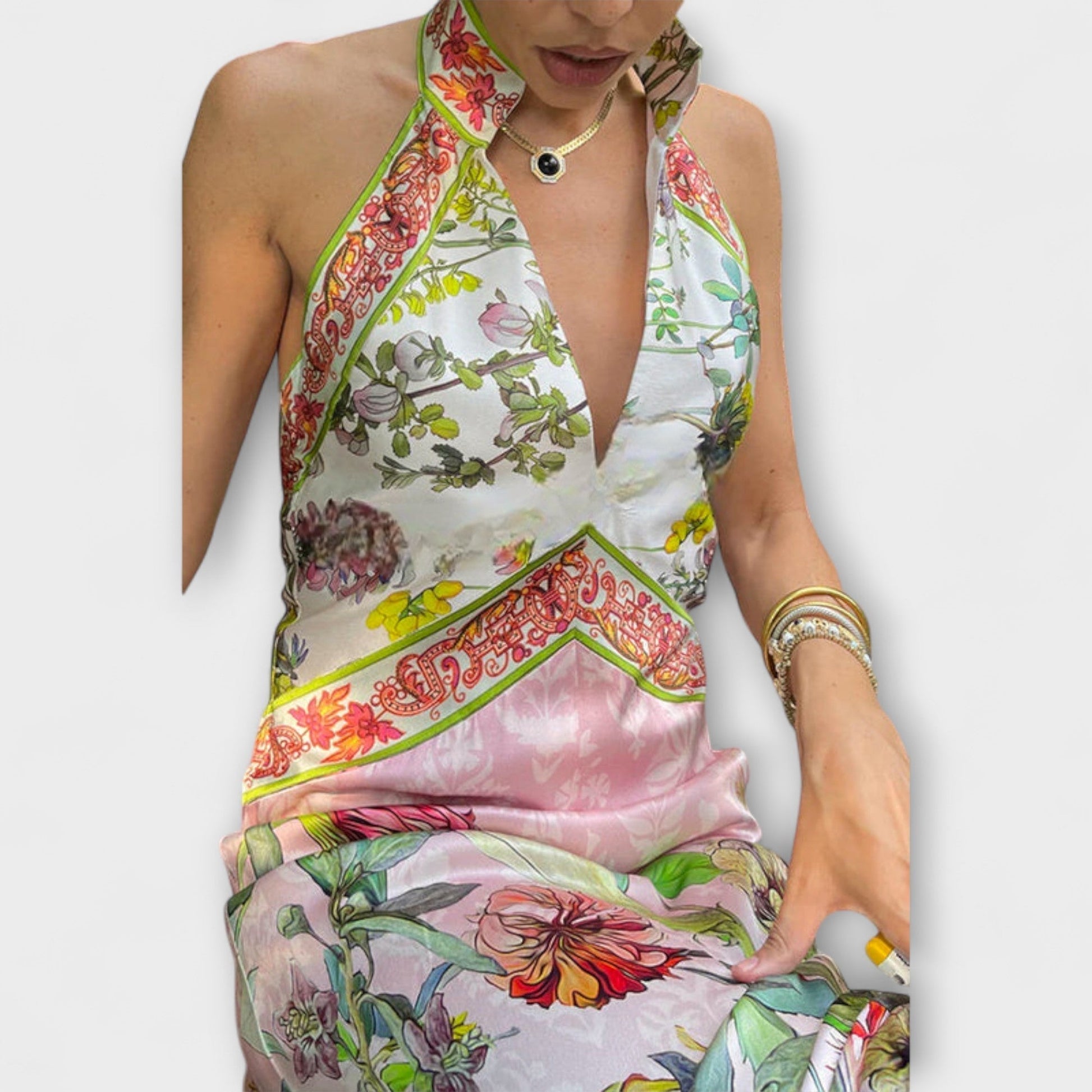 Ayla | Sleeveless Maxi Dress with Floral Print