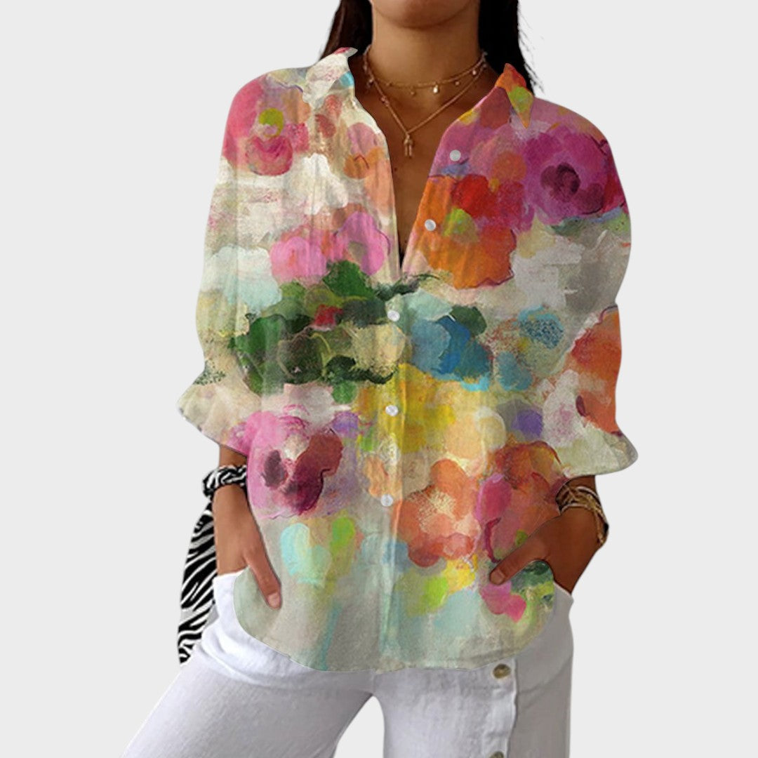 Caroline | Watercolor Printed Blouse