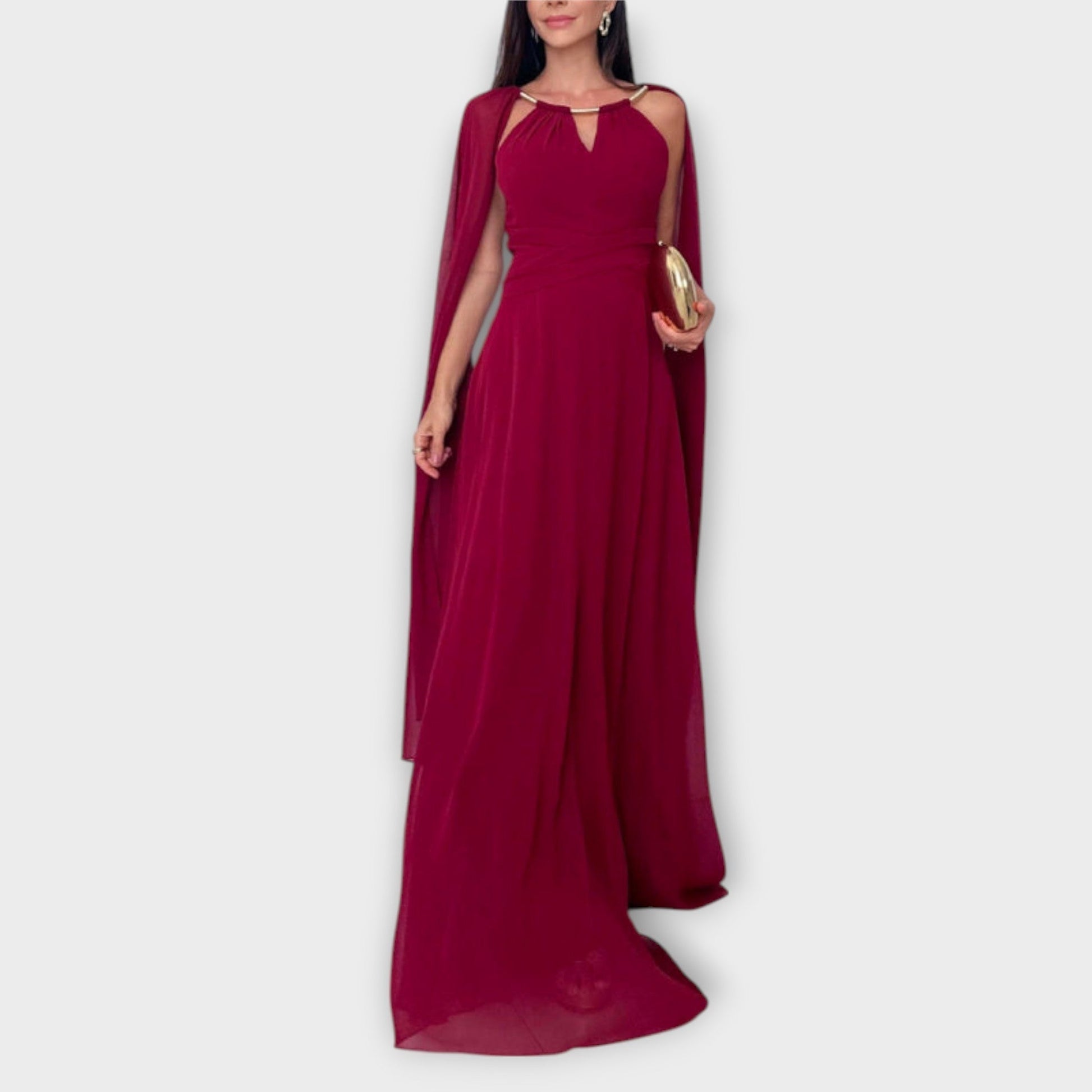 Mabel | Elegant Maxi Dresses with Cape and High Slit