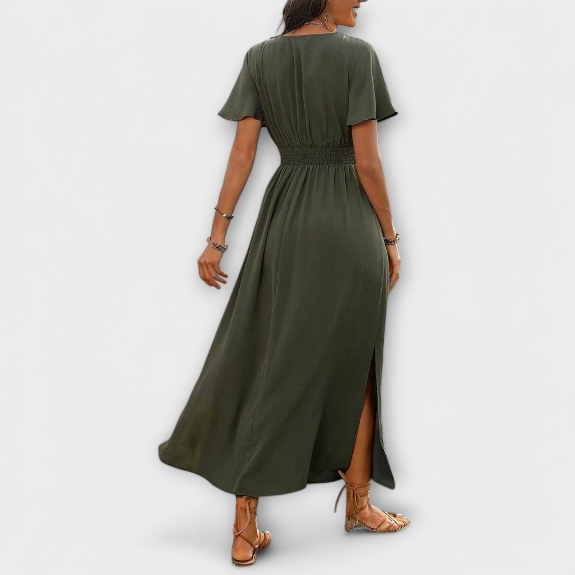 Heather | Elegant Boho Dress with V-Neck and Long Sleeves