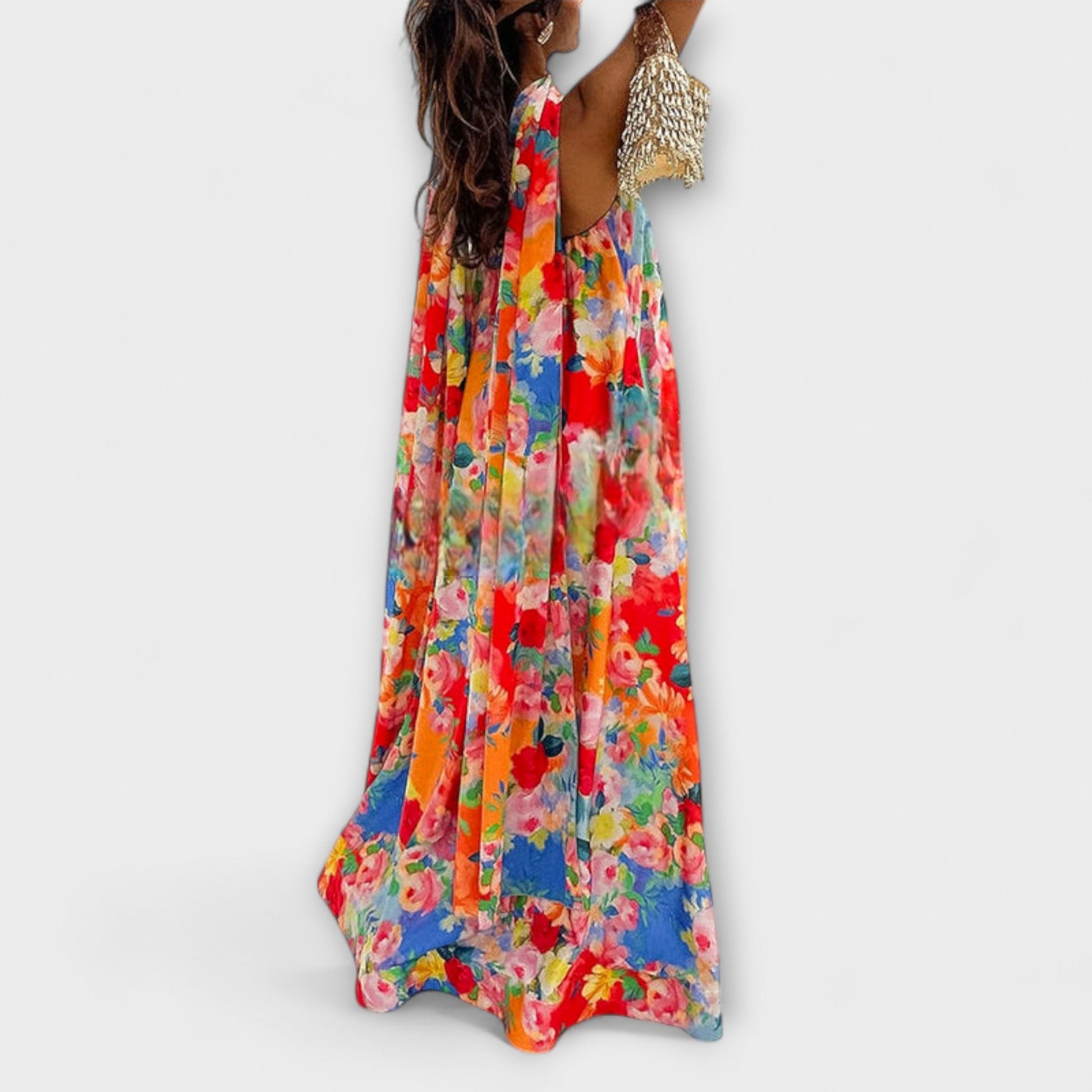 Harlow | Floral Print Maxi Dress with Off-the-Shoulder Design