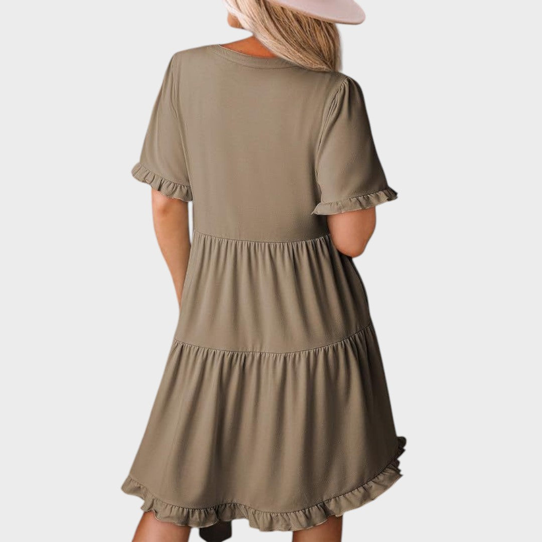 Barbara | Casual Short Dress with V-Neck