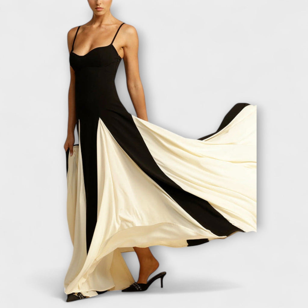 Ember | Classic A-line Maxi Dress with Tulle Panels