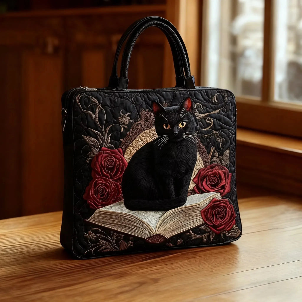 Handcrafted Bag | Black Cat on Books