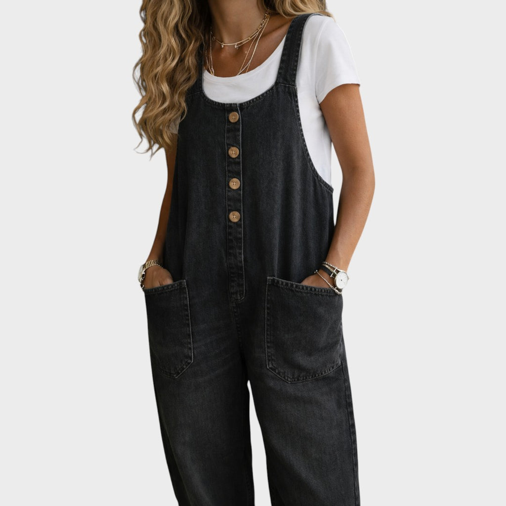 Bethany | Vintage Washed Cotton Denim Overalls