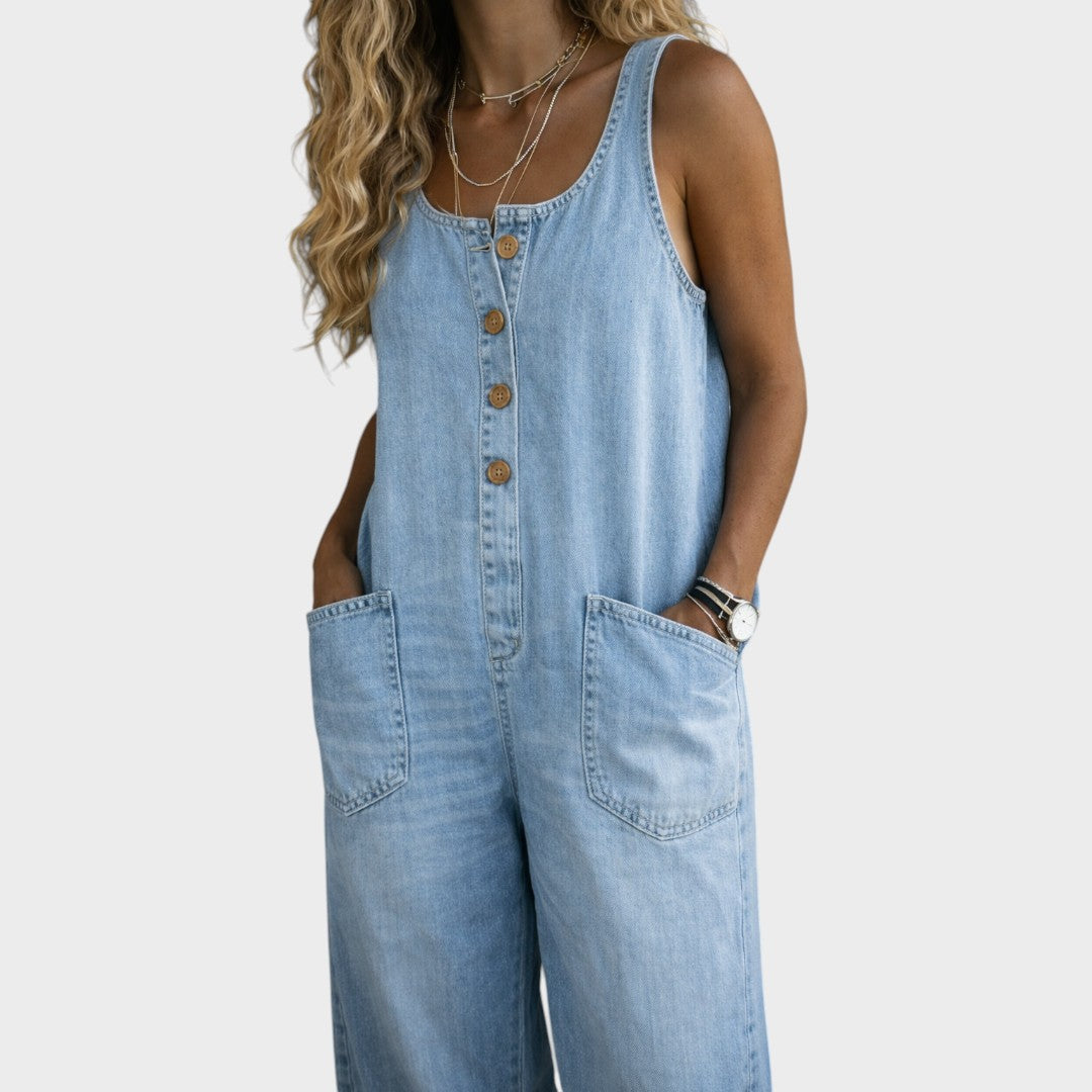 Sadie | Vintage Washed Cotton Denim Overalls