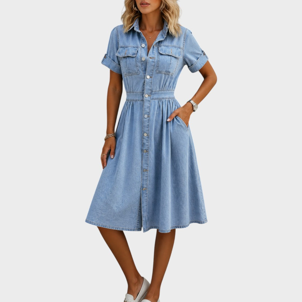 Deborah | Short Sleeve Denim Dress
