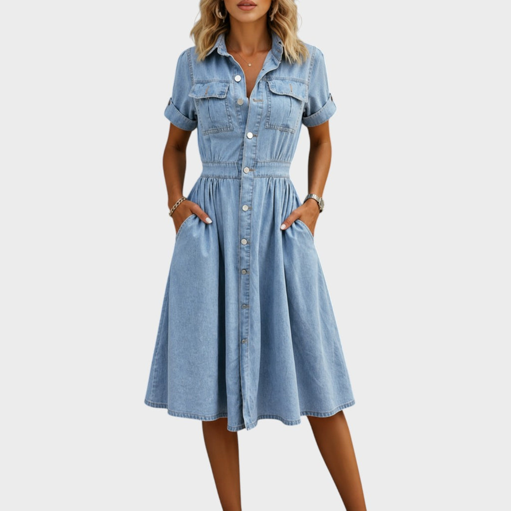 Deborah | Short Sleeve Denim Dress