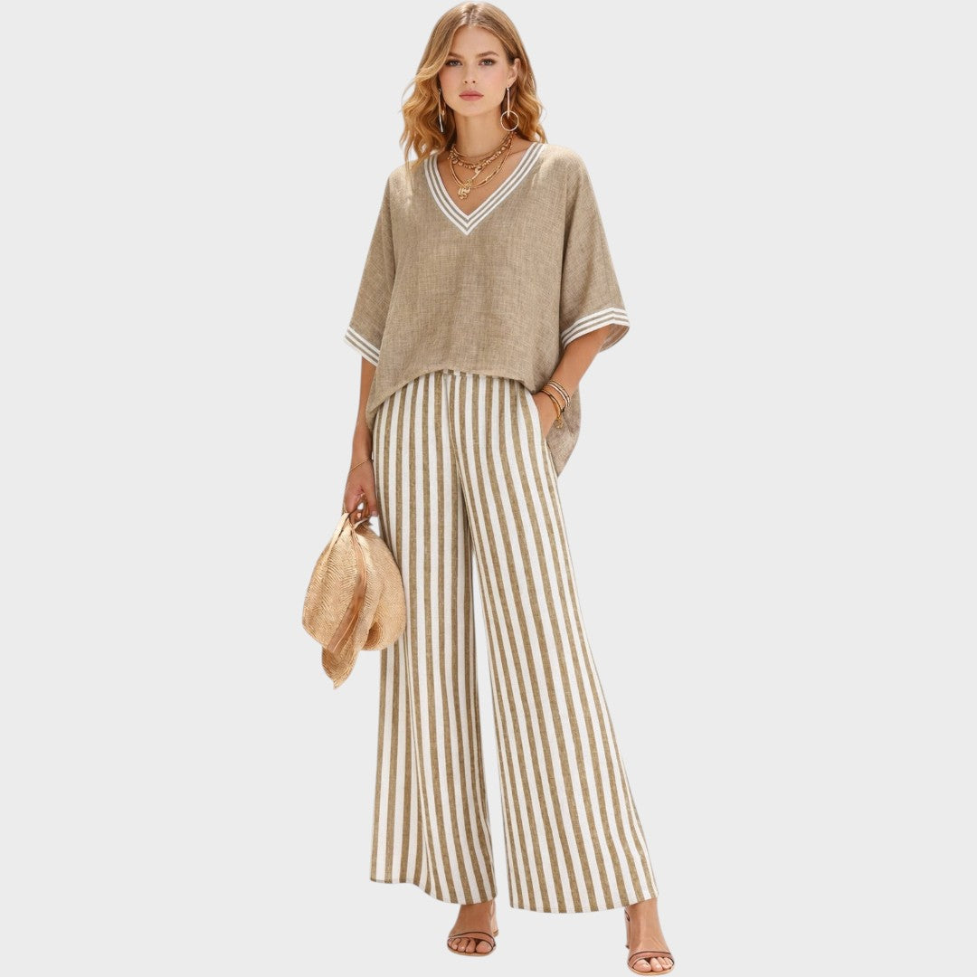 Tristane | Striped Pants and Blouse Set