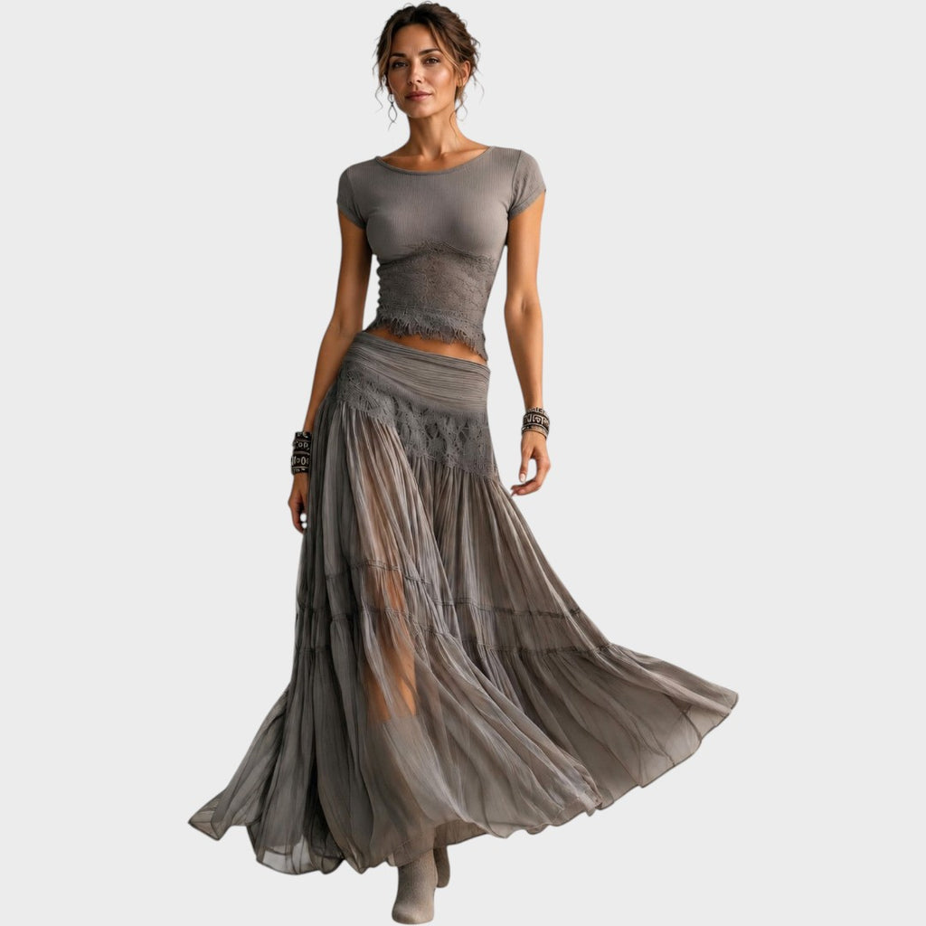 Emeline | Top and Pleated Maxi Skirt Set