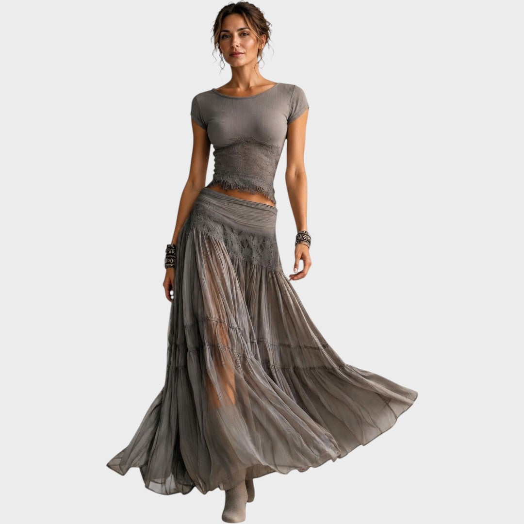 Emeline | Top and Pleated Maxi Skirt Set