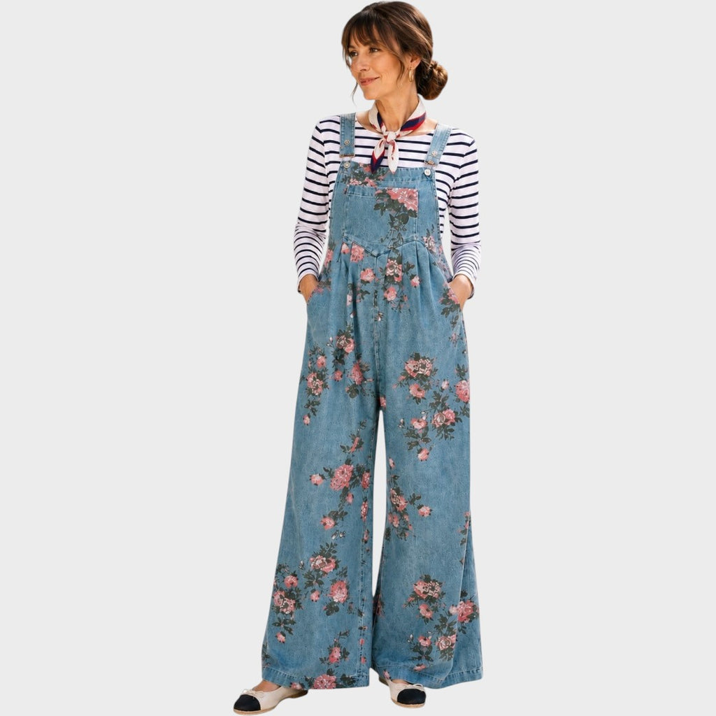 Norelle | Floral Printed Denim Overalls