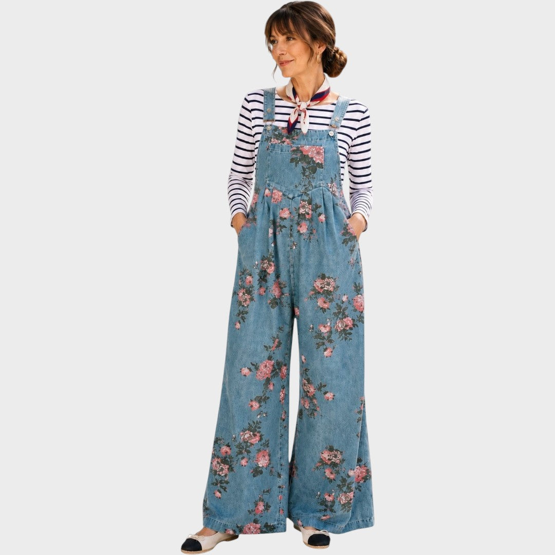 Norelle | Floral Printed Denim Overalls