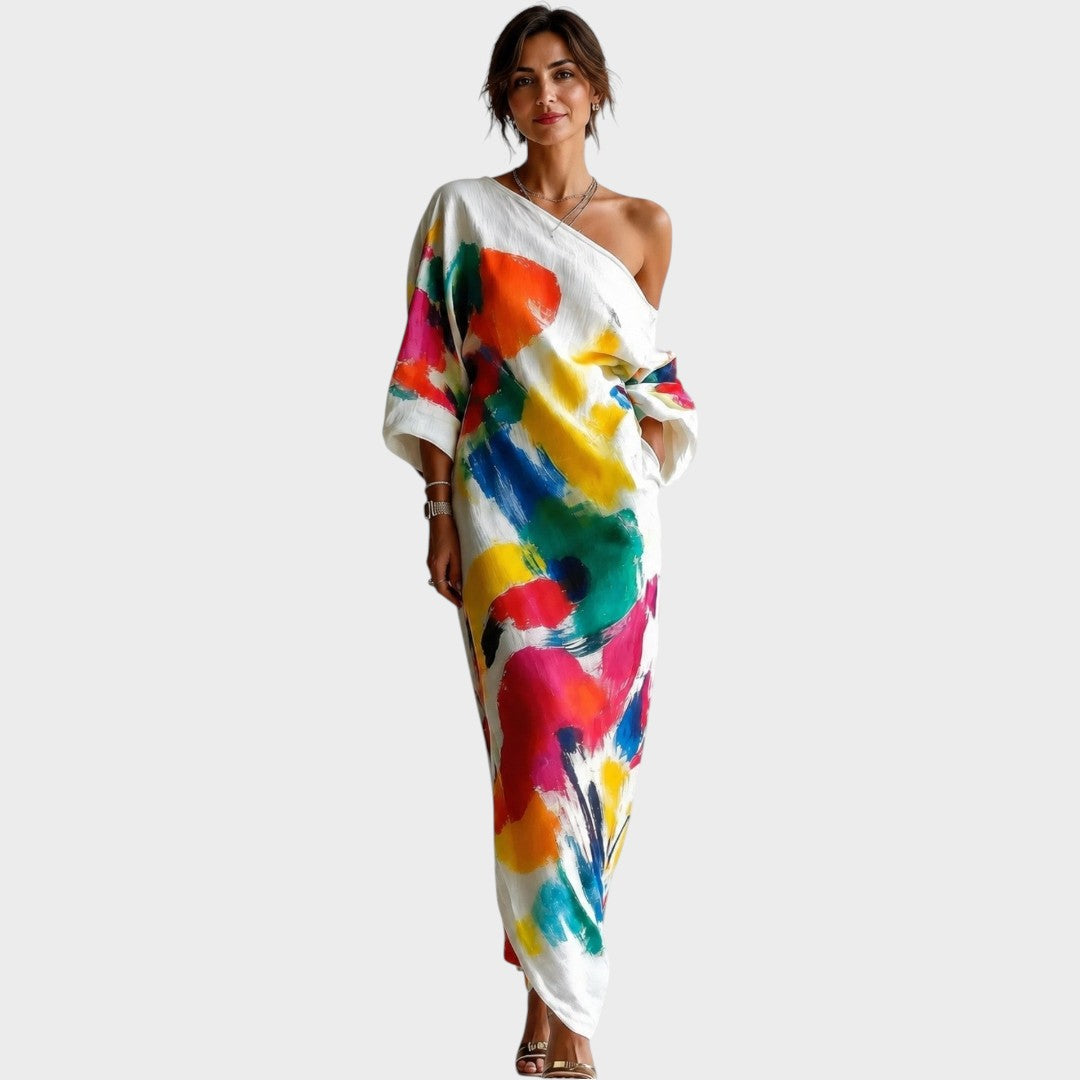 Daisy | Artistic One-Shoulder Maxi Dress