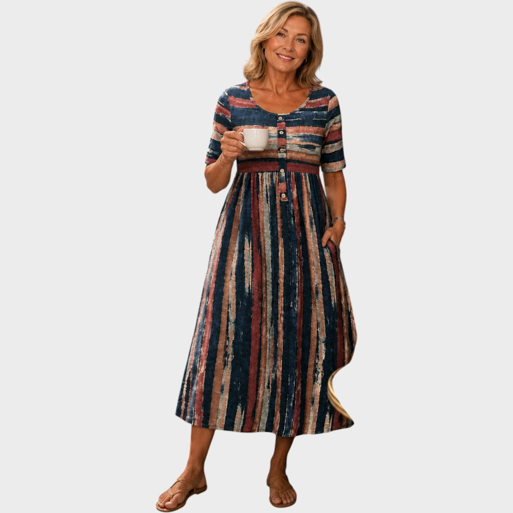 Violet | Elegant Striped Midi Dress