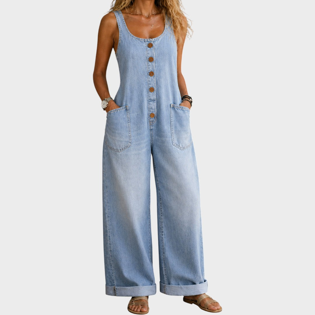 Sadie | Vintage Washed Cotton Denim Overalls