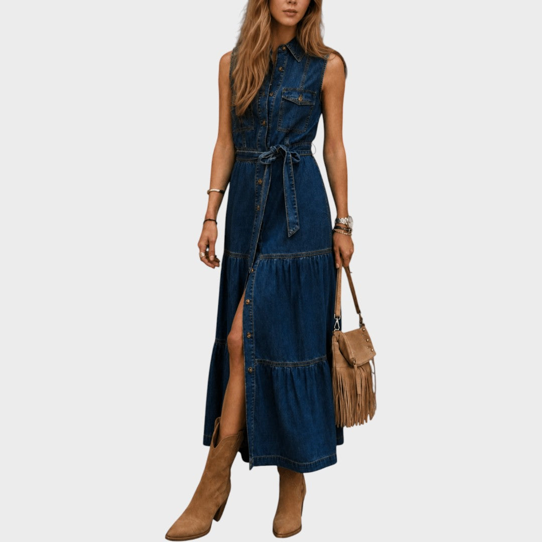 Madison | Button-Front Denim Dress