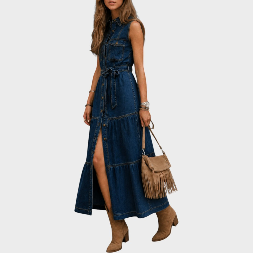 Madison | Button-Front Denim Dress