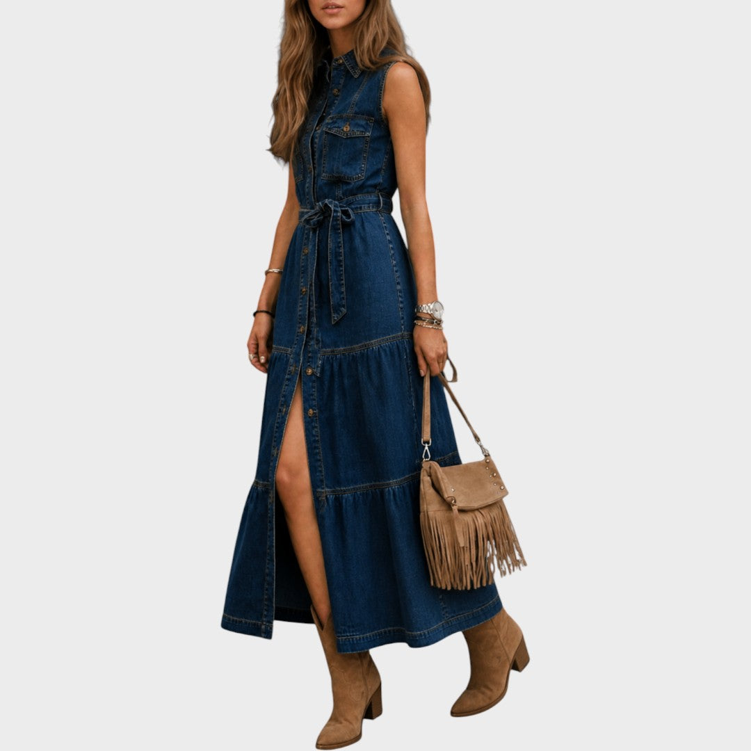 Madison | Button-Front Denim Dress