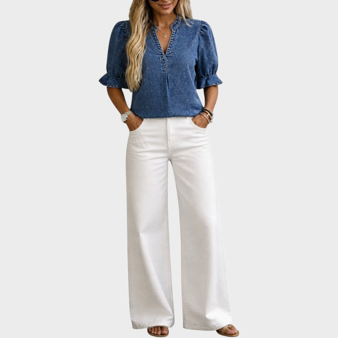 Ashley | Vintage V-Neck Denim Essential