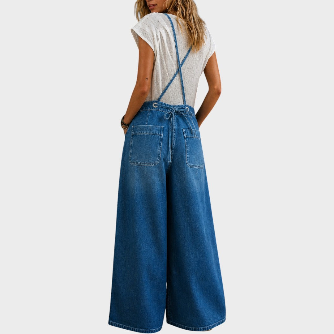 Elizabeth | Wide Leg Suspender Jumpsuit