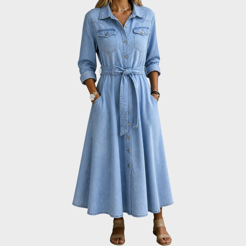 Luna | Long Sleeve Denim Dress